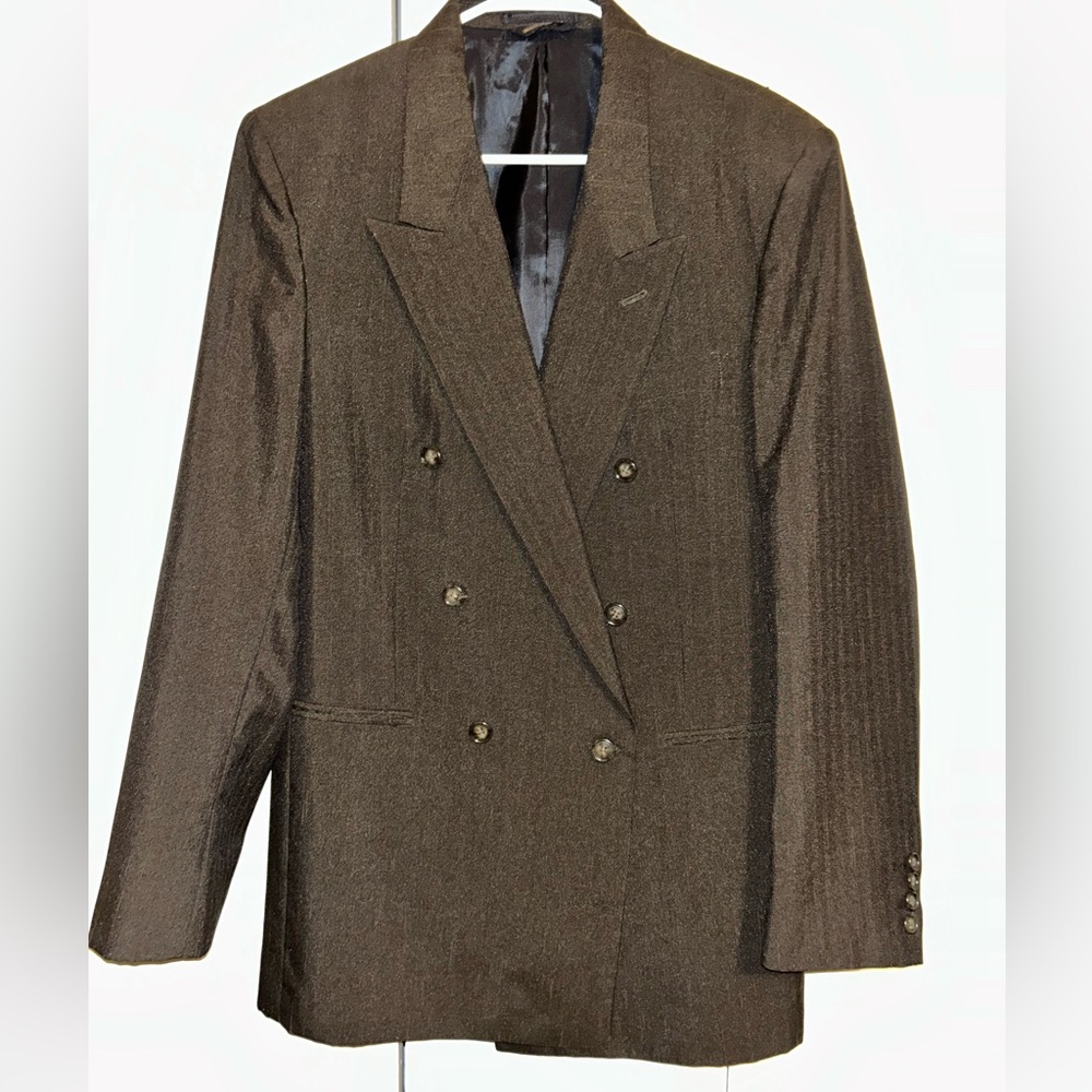 Gino Cappeli Dark Brown Double Breasted Suit Coat Jacket Men’s Size 40L